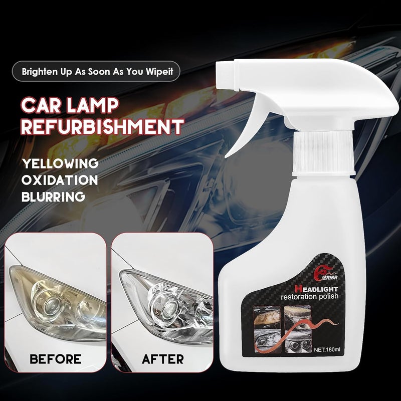 ieribr Automotive Headlamp Restoration Fluid Kit,Headlight Refurbishing Agent,2025 New Automotive Headlamp Restoration Fluid Oxidized Kit,Multifunctional Headlight Polishing for All Vehicle Types - Image 2